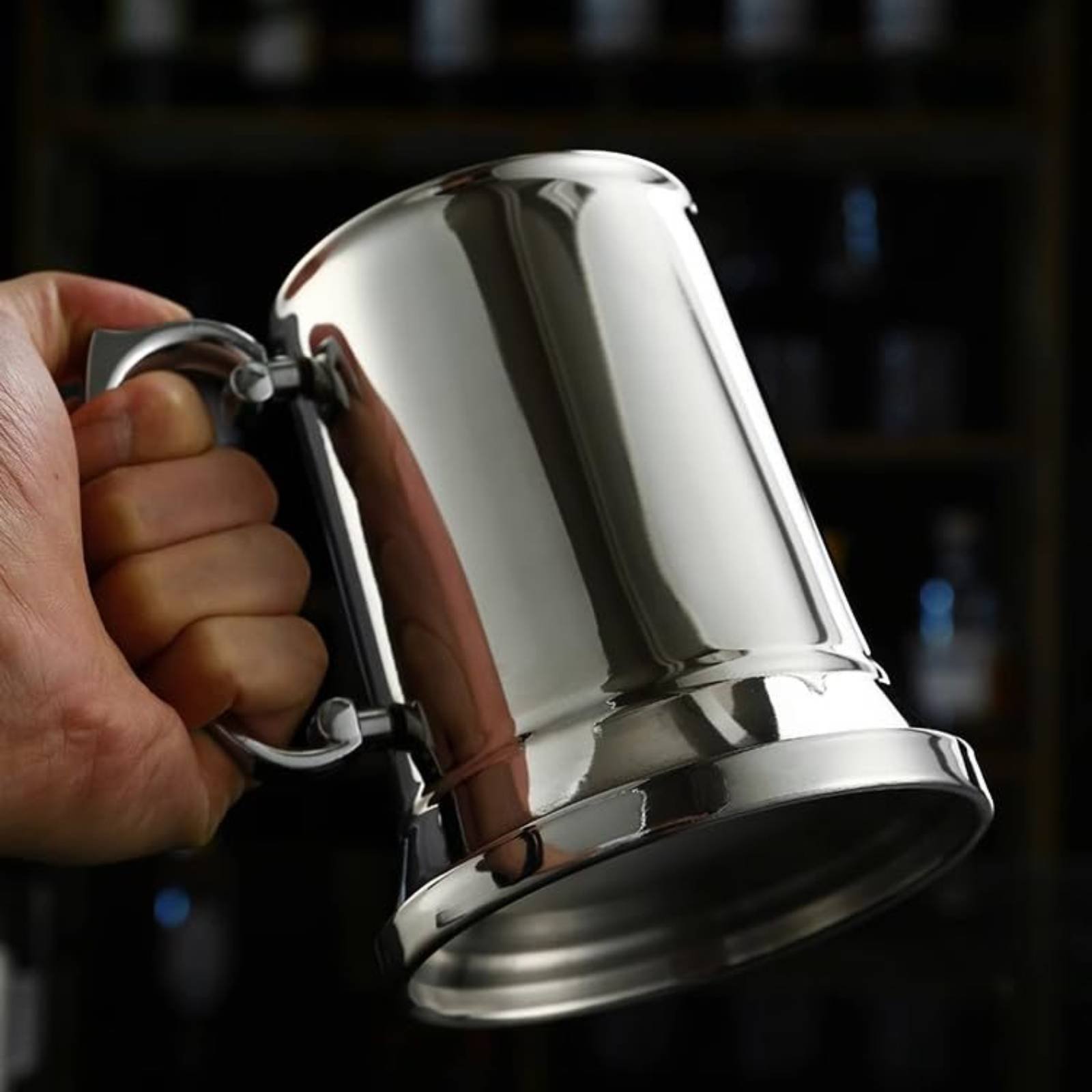 Beer Mug Handled - 2 stuks gemengde drinkmokken, metalen afwerking,