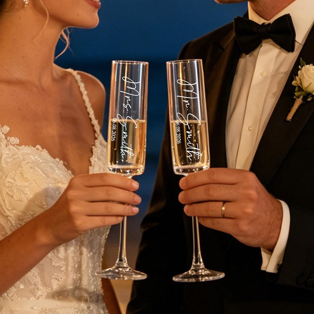 Champagne Flute Pair - Geperonaliseerde bruiloft champagnefluiten set van 2,