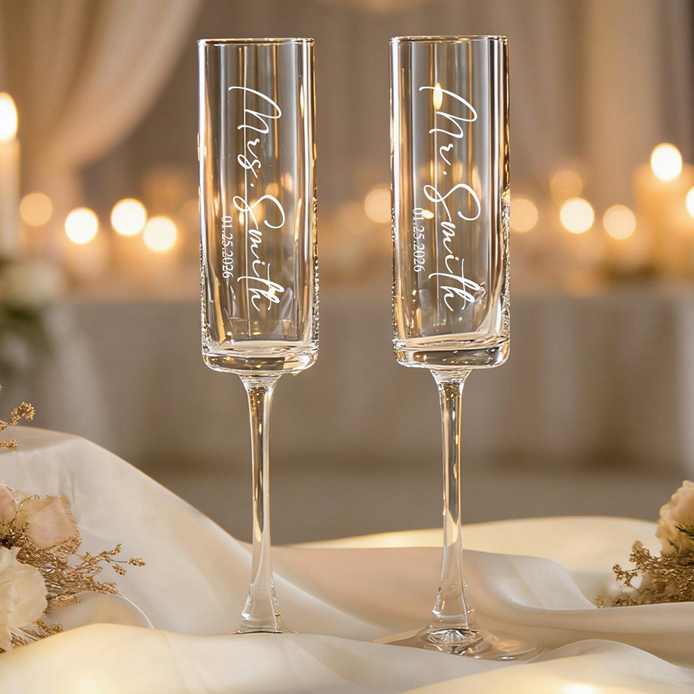 Champagne Flute Pair - Gepersonaliseerde bruiloft wijnglazen, champagneflutes, gepersonaliseerde bruiloftcadeaus,