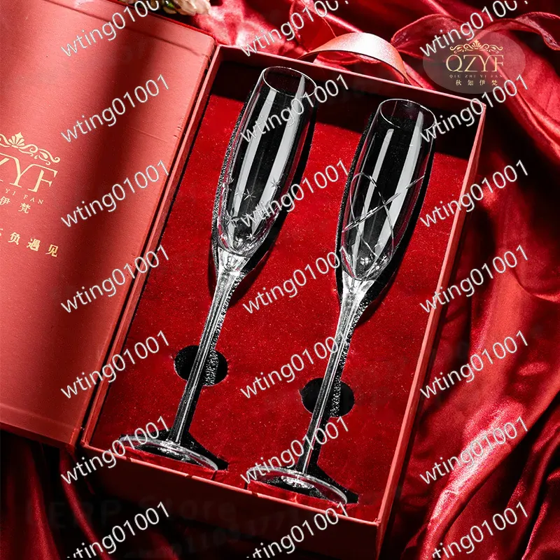 Champagne Flute Pair - voor QZYF Qiuzhi Yifan Handgesneden kristallen