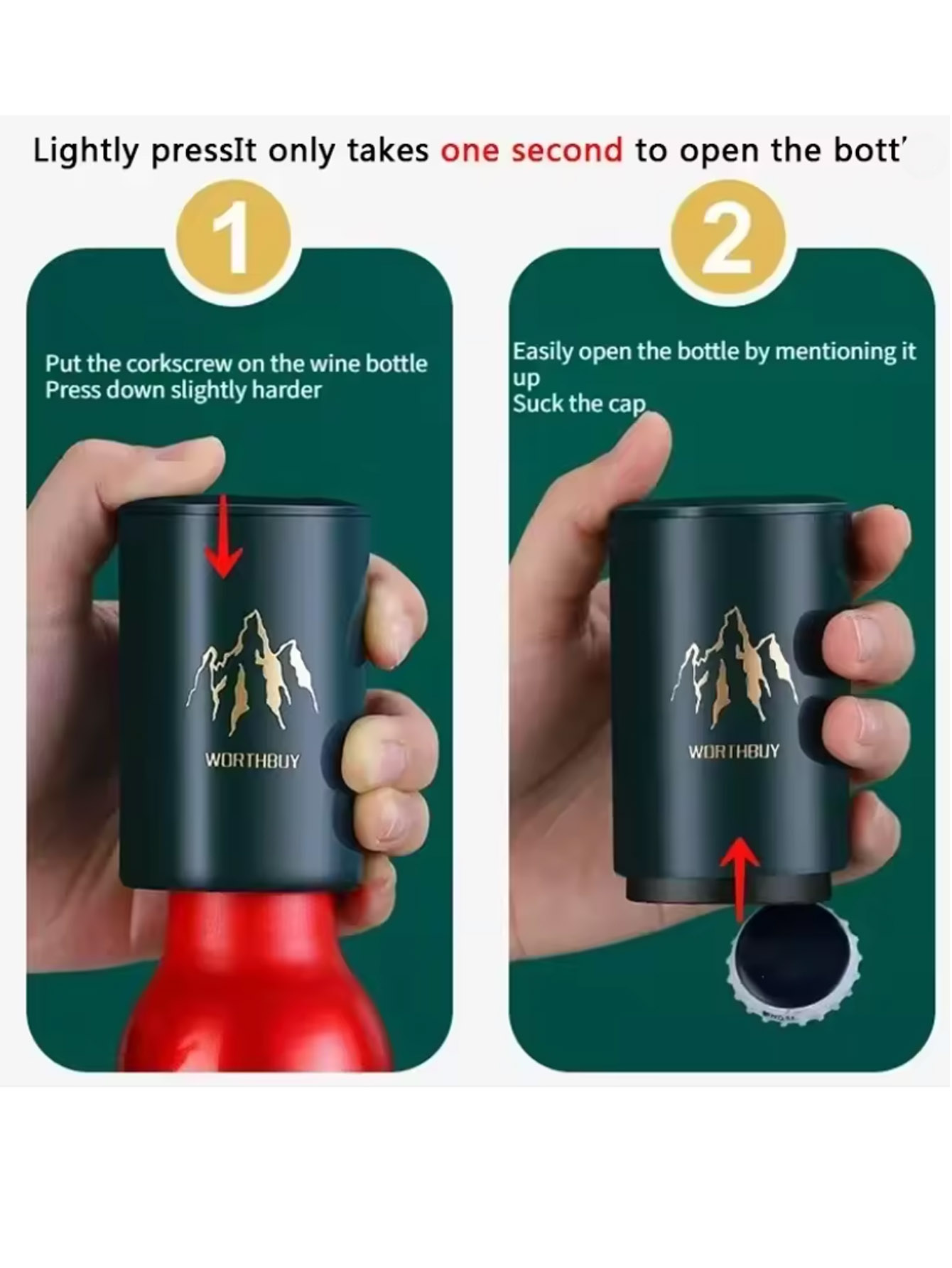 Wine Beer Opener - 1 Stuks Automatische Bierflesopener Rvs Druk